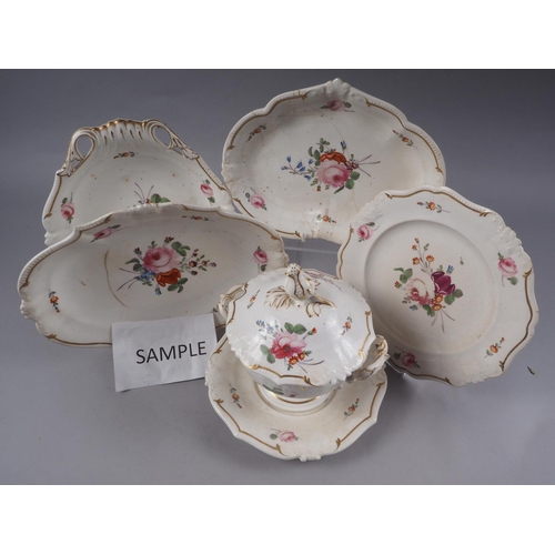 10 - A Bloor Derby floral decorated part dessert service (crazed glaze, spit back and hair cracks)