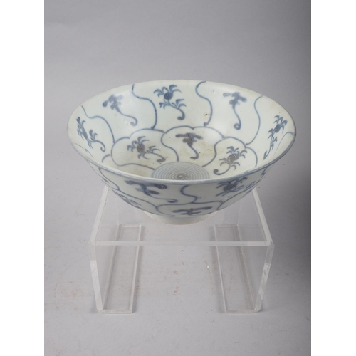 106 - A Chinese Tek Sing cargo blue and white bowl with lotus decoration, 6 1/4