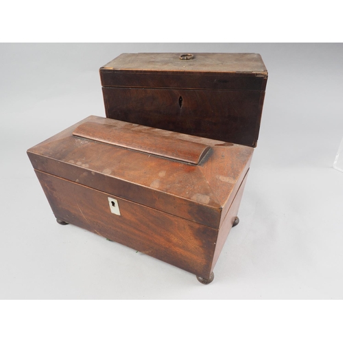 163 - A mahogany sarcophagus shaped tea caddy, 12