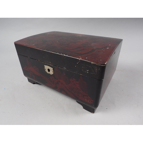 164 - A Japanese lacquered jewellery/music box, 8 1/4