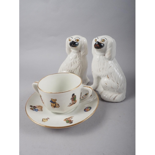 17 - A pair of 19th century Staffordshire spaniels, 6 1/2