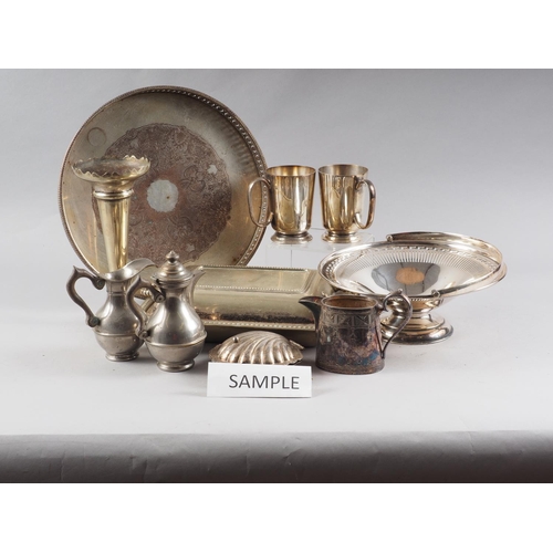 258 - A quantity of silver plate, including part entree dishes, trays, teapots, mugs and other items