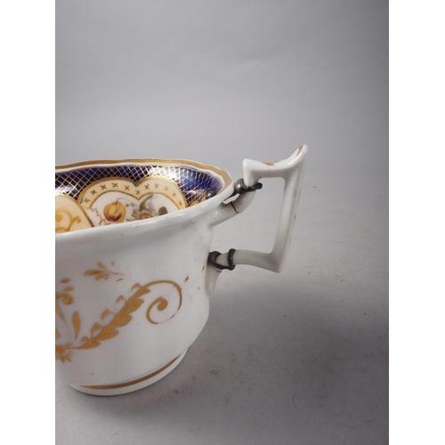 40 - A Coalport part dessert service comprising two shaped dishes with gilt and floral decoration, a simi... 