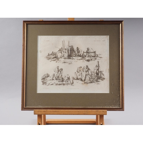 413 - After W H Pyne: a set of four early 19th century aquatints, rural pastimes and scenes, in gilt frame... 