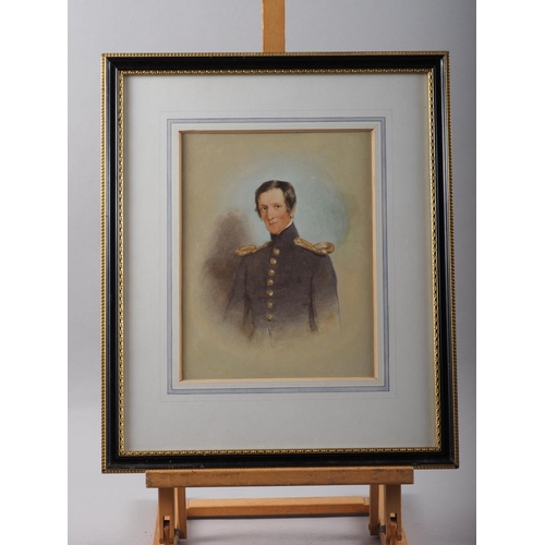 439 - John William Wright: watercolours, portrait of Major Richard Fawkes, 11 1/2