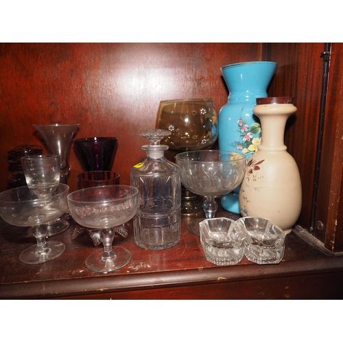 49 - A quantity of glassware, including a pair of salts, a leaded glass wine glass, 8 1/2