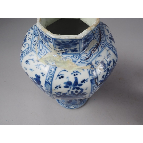 94 - A Chinese blue and white ovoid vase, decorated figures in a landscape, with six character mark to ba... 