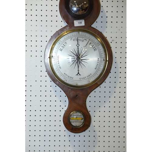 140 - A 19th century walnut box and ebony strung banjo barometer thermometer and level, by E Fontana High ... 