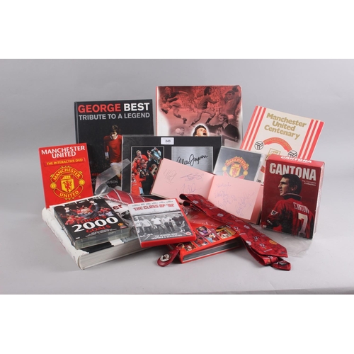 243 - A quantity of Manchester United memorabilia, including pictures of David Beckham, Gary Neville, Eric... 