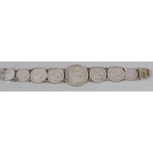 378 - A bracelet formed of enamelled Georgian silver coins