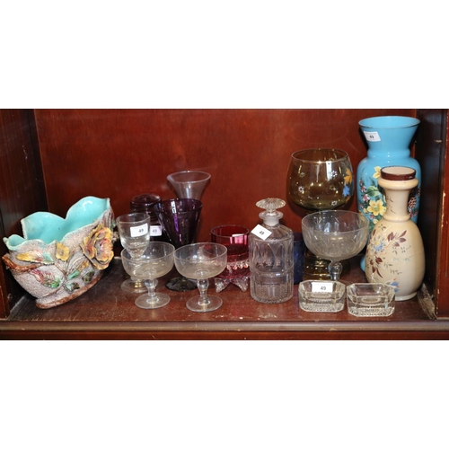 49 - A quantity of glassware, including a pair of salts, a leaded glass wine glass, 8 1/2