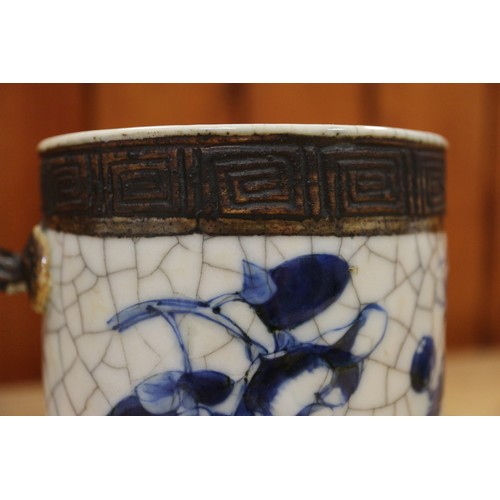 87 - A Chinese blue and white ginger jar, decorated Kylins and birds, 4 1/4