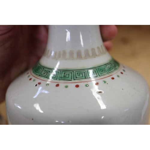 96 - A Chinese baluster vase with floral and insect decoration, 9 1/2