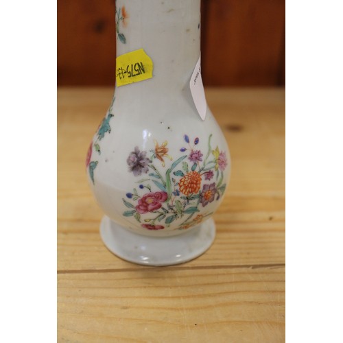 96 - A Chinese baluster vase with floral and insect decoration, 9 1/2