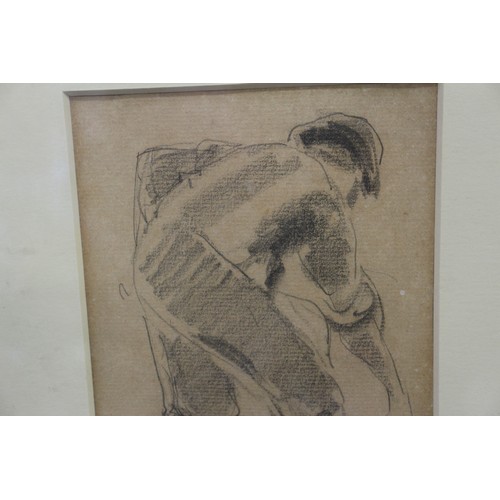 492 - Harry Becker: a set of three pencil sketches, farm labourers at work, 6 1/2