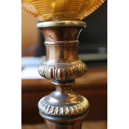 157 - A pair of silver plate on copper candlesticks, 9 1/2