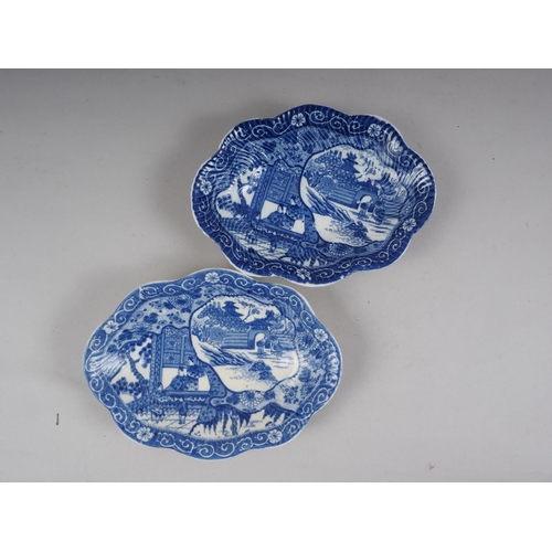 3 - A pair of 19th century blue and white shaped dishes, 8