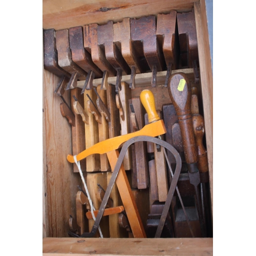 756 - A cabinet maker's tool chest, fitted 