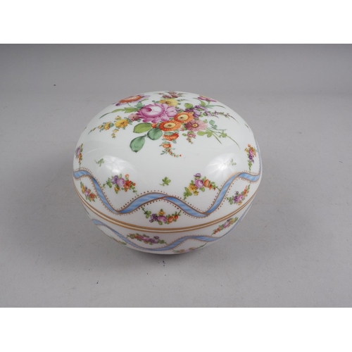31 - A Dresden floral enamel decorated bowl and cover, 5