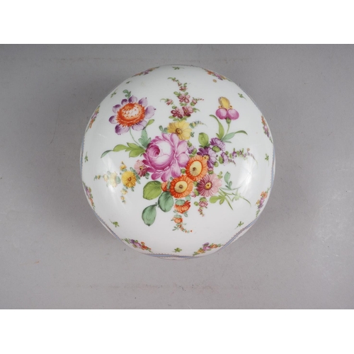 31 - A Dresden floral enamel decorated bowl and cover, 5