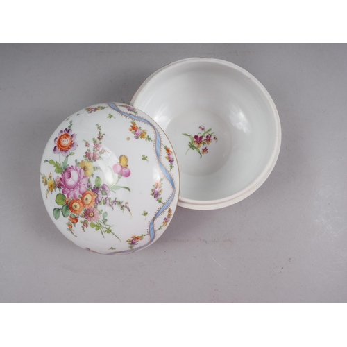 31 - A Dresden floral enamel decorated bowl and cover, 5