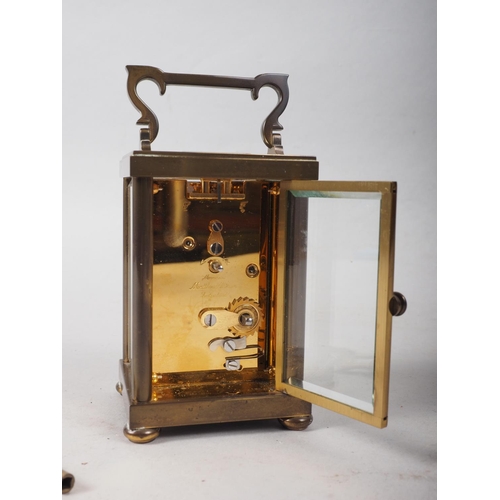 137 - A Matthew Norman brass and glass cased carriage clock, 5