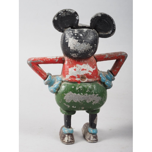 143 - A 1930s French painted aluminium Mickey Mouse/Steamboat Willie money box/still bank, 8