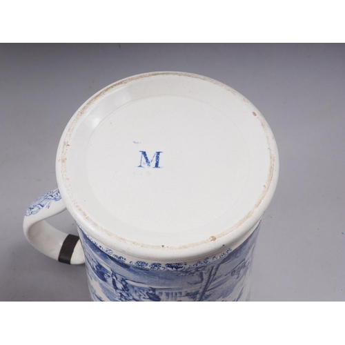 62 - Three 19th century blue and white quart tankards, a 19th century Spode 