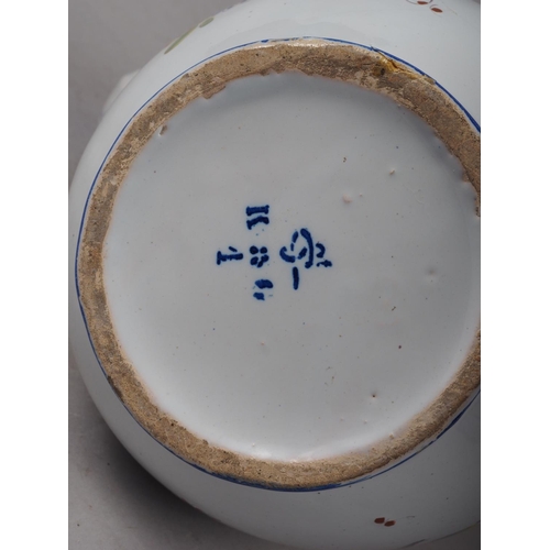 8 - A Continental faience dish with blue flower decoration, 12