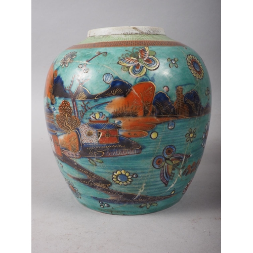 81 - A Chinese blue and white brush pot, decorated flowers and birds, 6 1/2