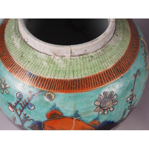 81 - A Chinese blue and white brush pot, decorated flowers and birds, 6 1/2