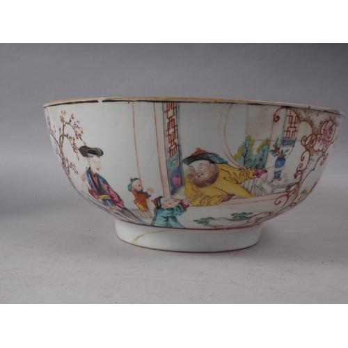 81 - A Chinese blue and white brush pot, decorated flowers and birds, 6 1/2