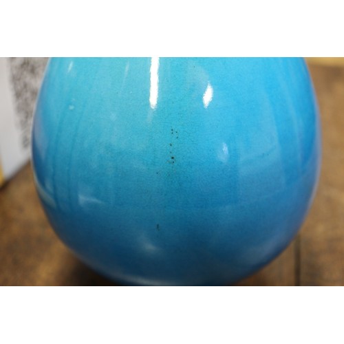 98 - A Chinese porcelain turquoise glazed sprinkler vase, 11