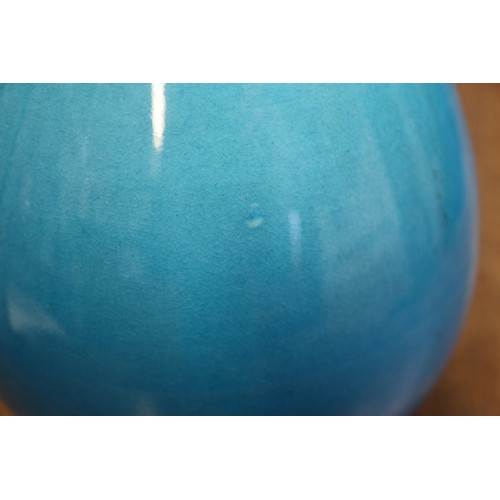 98 - A Chinese porcelain turquoise glazed sprinkler vase, 11