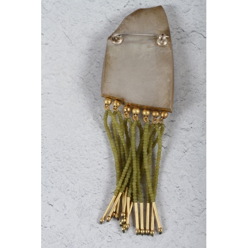 299 - A labradorite crystal and gilt metal brooch, 4 1/4