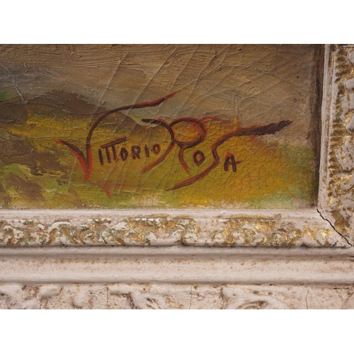 390 - Vittorio Rosa: oil on board, Italian hill farm, 17