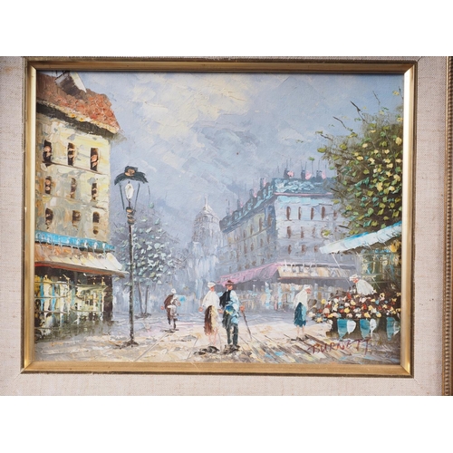 391 - Burnett: oil on canvas, Parisian scene, 7 1/2