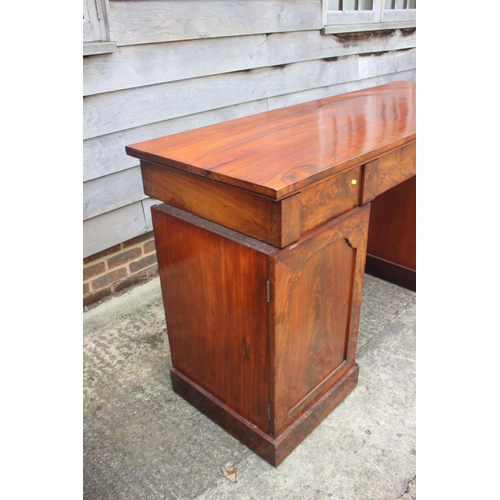 438 - A 19th century mahogany ledge back double pedestal sideboard, fitted three drawers over cupboards, o... 