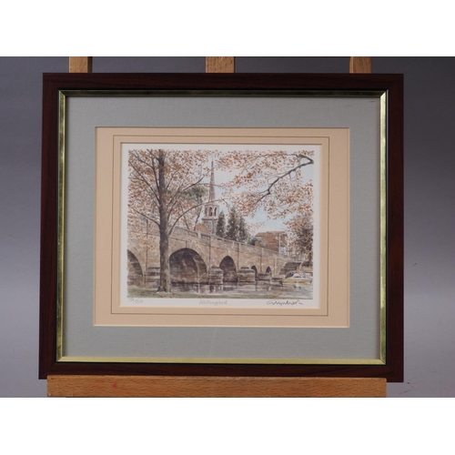 351 - Mabel Olive Rae: a signed etching, Worcester College Oxford, in ebonised frame, three colour prints,... 