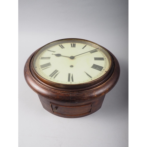 129 - A late 19th century mahogany cased wall clock with circular painted dial and eight-day movement