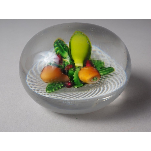 14 - A Clichy? paperweight with fruit in a basket decoration, 3 1/4