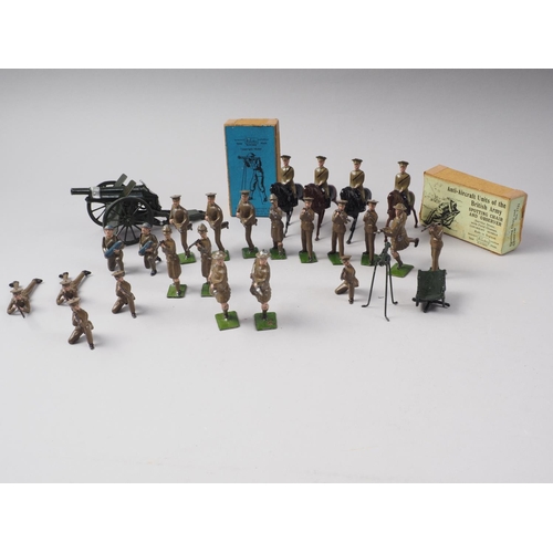 165 - A collection of early 20th  century  Britains painted lead soldiers (30 approx) and a field gun