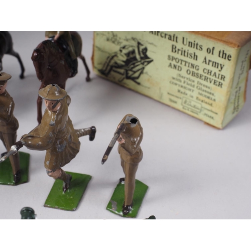 165 - A collection of early 20th  century  Britains painted lead soldiers (30 approx) and a field gun