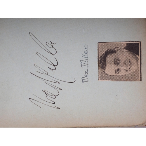 211 - An autograph book, reputedly containing autographs from Max Miller, Mary Ellis, Arthur Askey and man... 