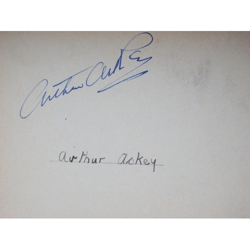 211 - An autograph book, reputedly containing autographs from Max Miller, Mary Ellis, Arthur Askey and man... 