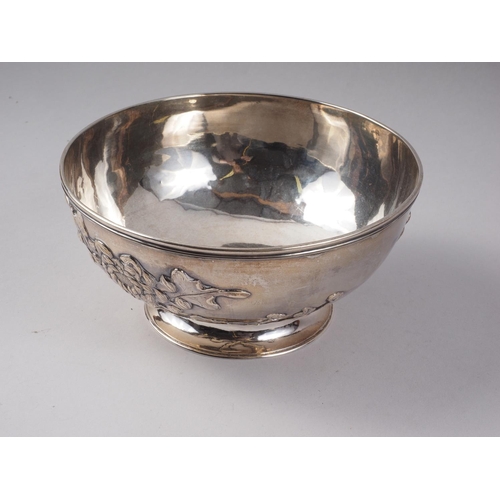 245 - A Woshing Chinese white metal chrysanthemum decorated bowl, 11.4oz troy approx