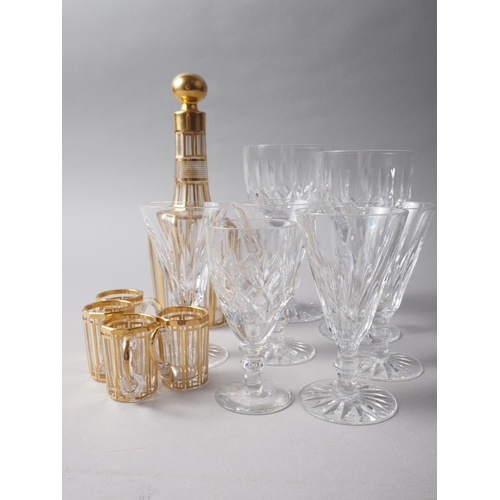 25 - Four Waterford cut glass ports, two goblets and a schnapps set