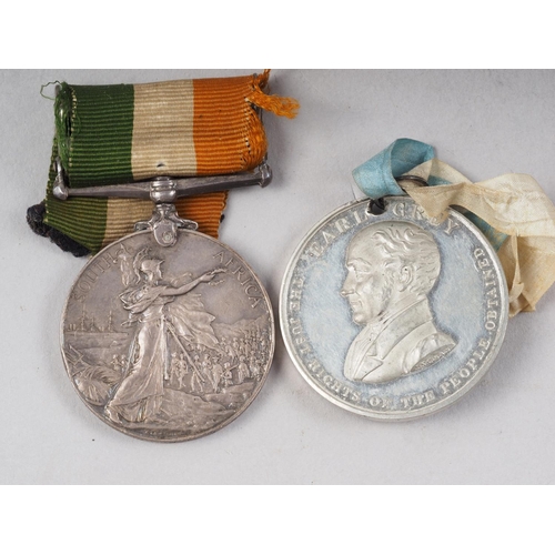 316 - A Charles Marquis Cornwallis 1794 medal, a Boer War medal, an Earl Grey medal and a quantity of comm... 