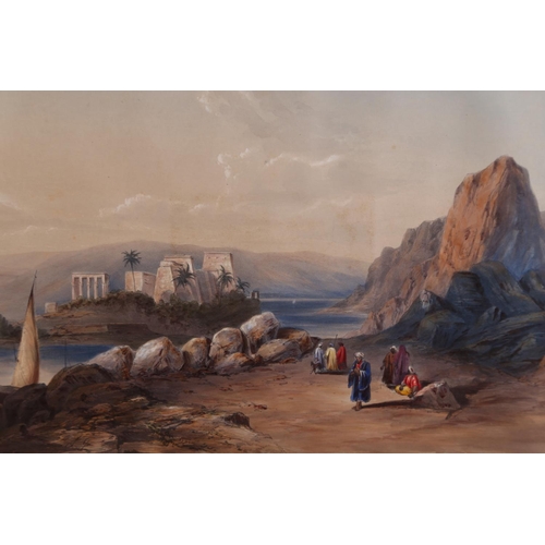 328 - Karl Richard Lepsius: a 19th century hand-coloured lithograph, view of Philae, unframed