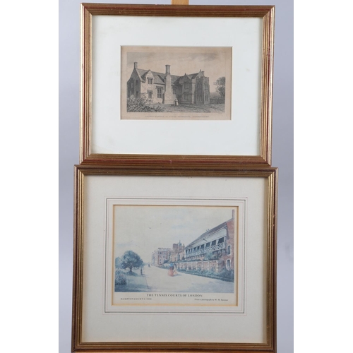 335 - Two prints, scenes of Rome, a watercolour street scene (damaged frame), two 